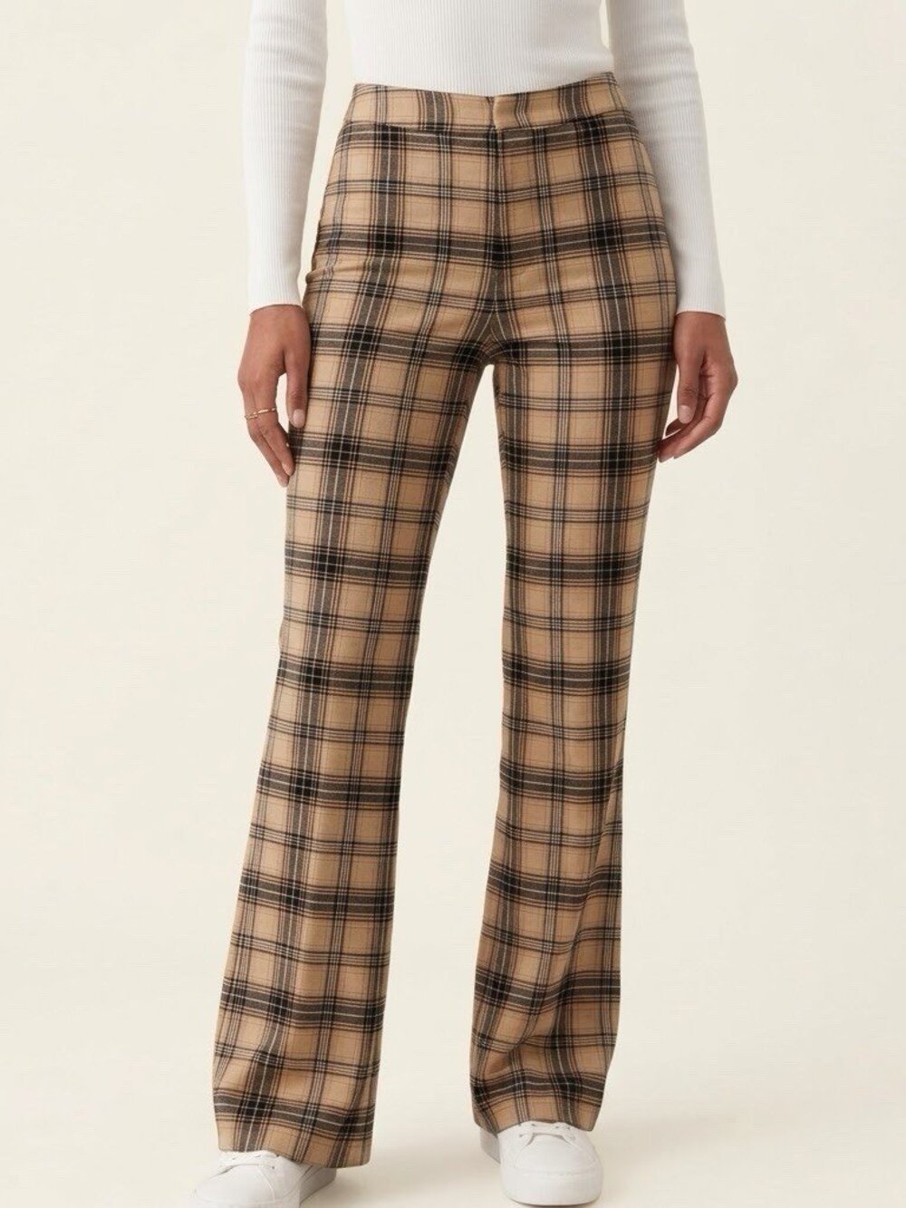 NEW Forever 21 Women’s XSMALL Brown Plaid Casual Wide Flare Pants